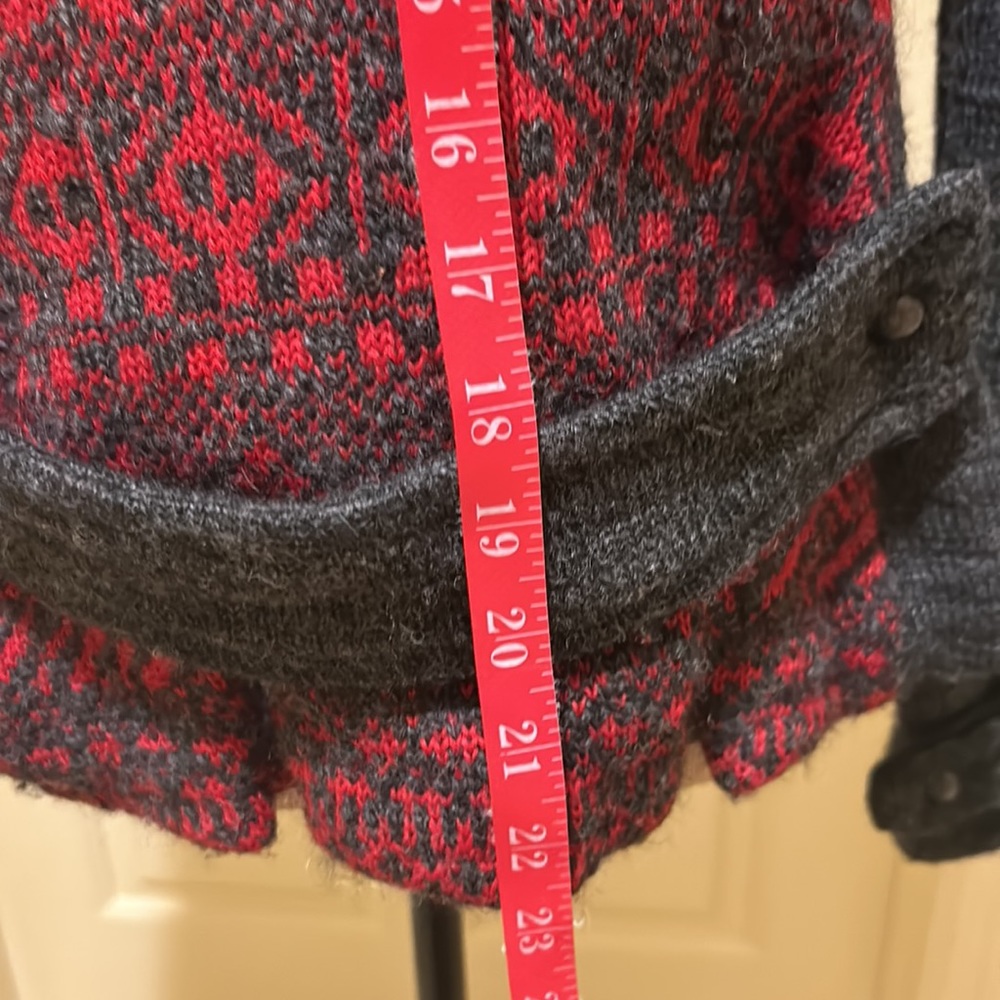 FREE PEOPLE Sweater/Jacket with Yoke and Belt Detail Gray and Red Size M - Picture 10 of 14